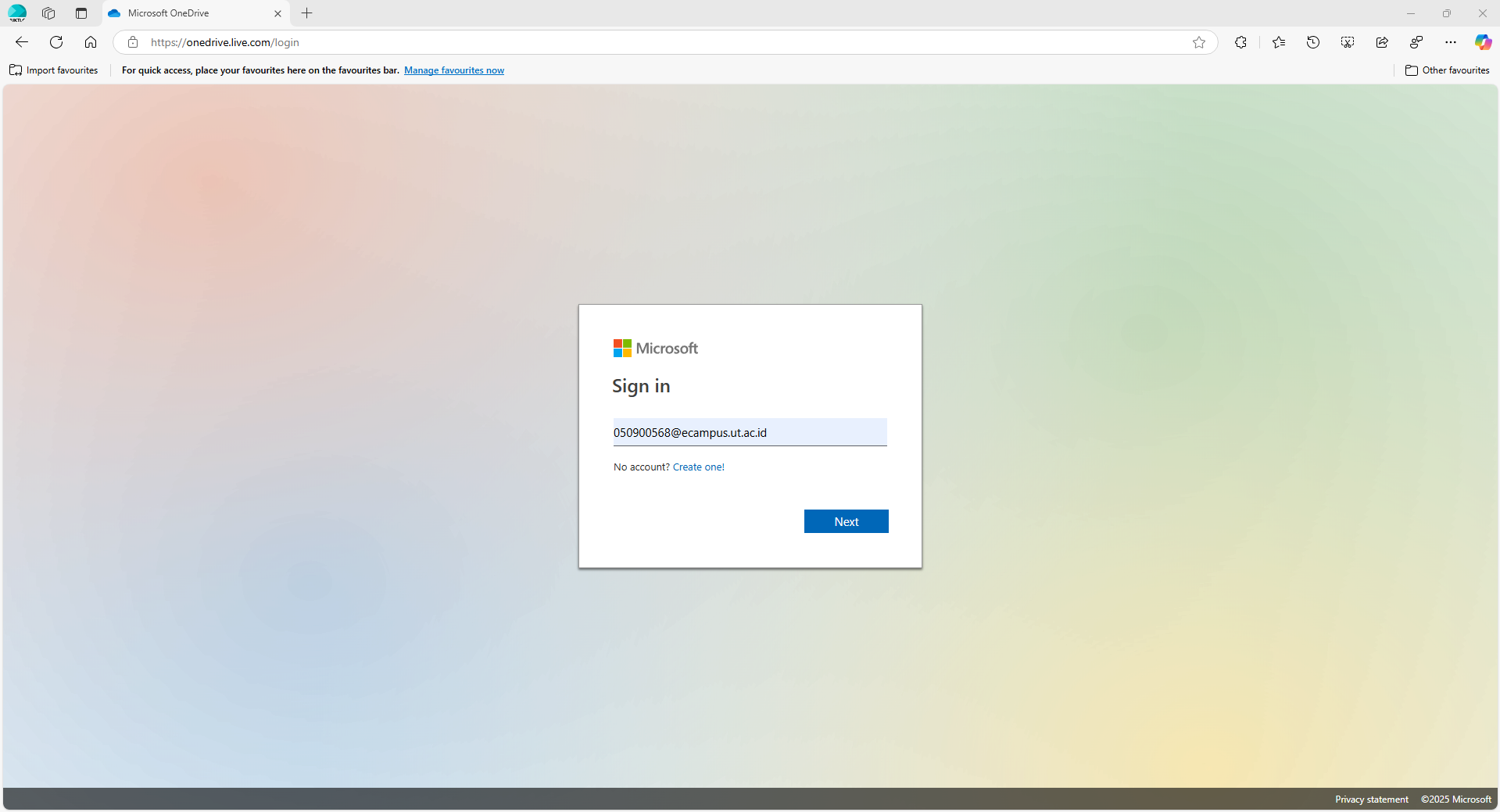 Gambar 1: Tampilan login Office 365 UT