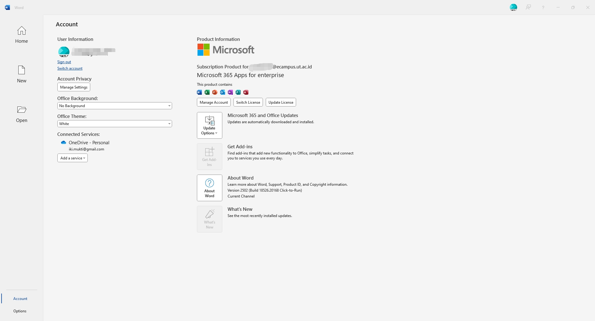 Gambar 4: Microsoft Word di desktop setelah aktivasi
