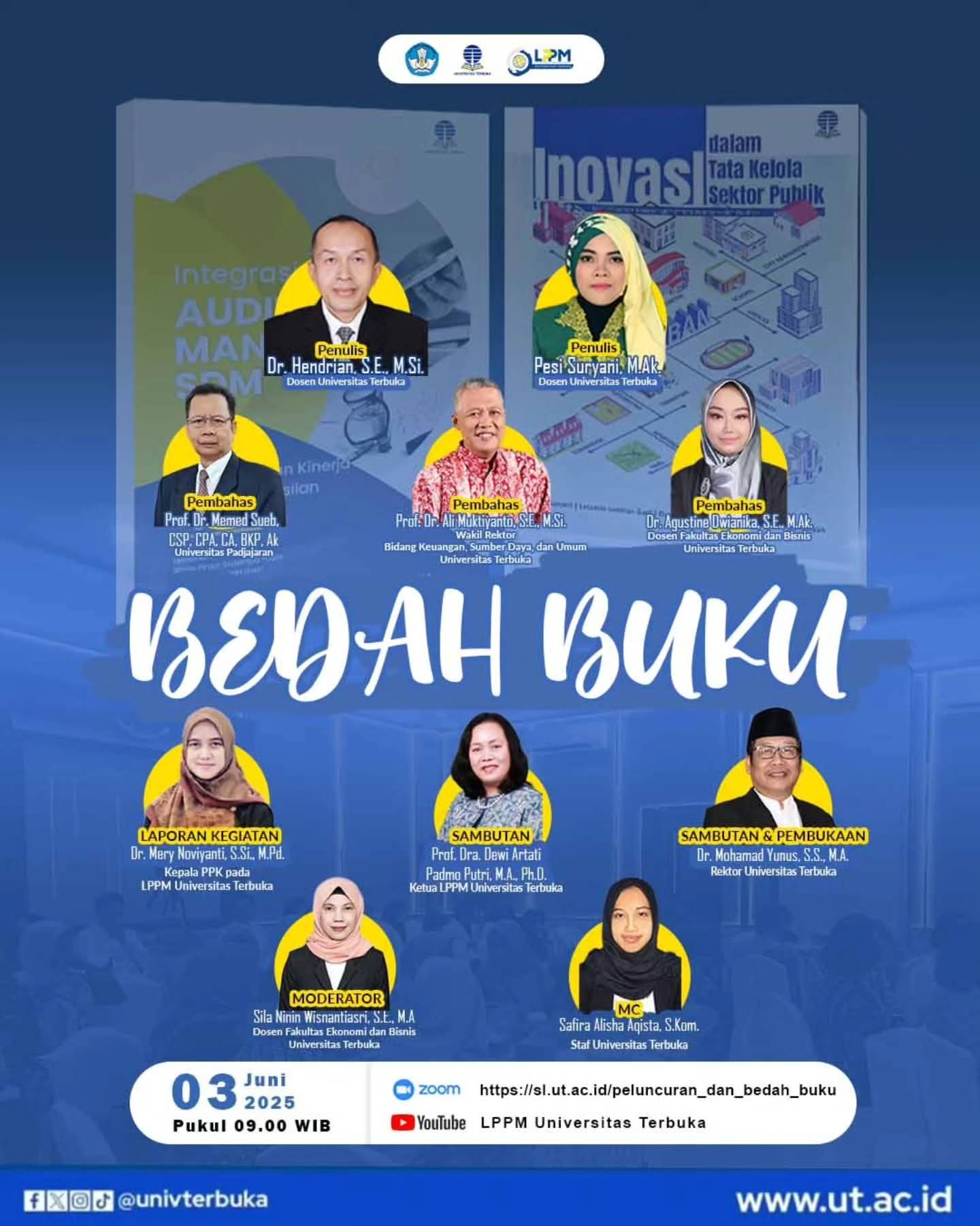 Bedah Buku LPPM UT: Inovasi Tata Kelola & Integrasi Audit SDM - 03 Juni 2025