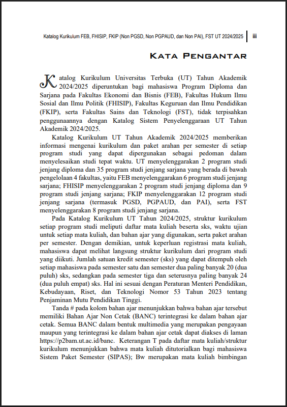 Katalog Kurikulum Terbaru UT 2025/2026