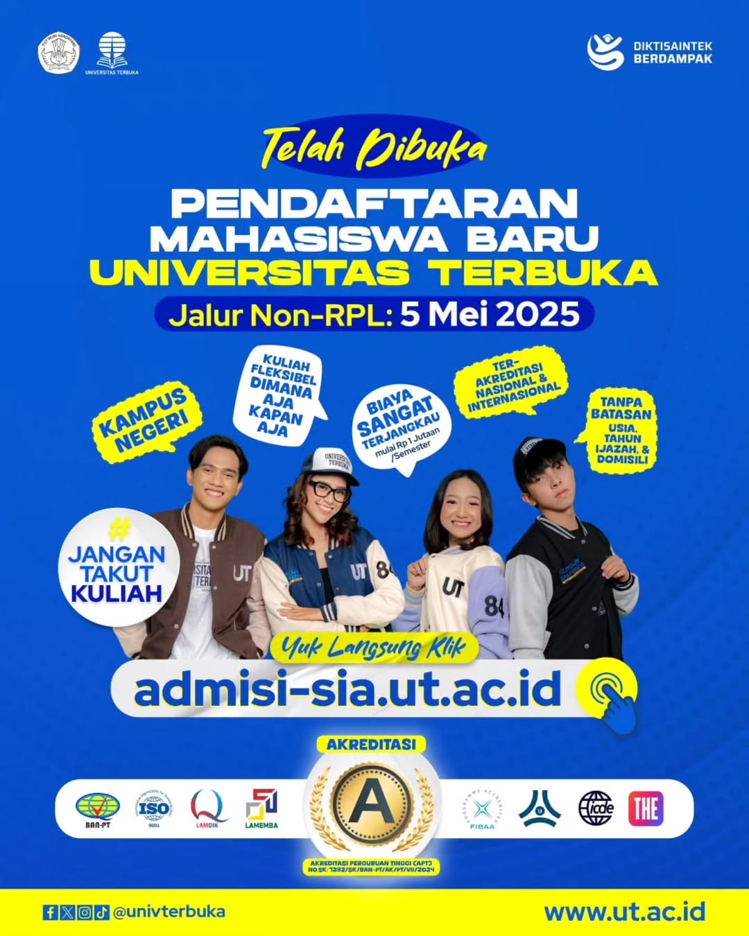 Pendaftaran Mahasiswa Baru Universitas Terbuka Semester 2025/2026 Ganjil Dibuka!